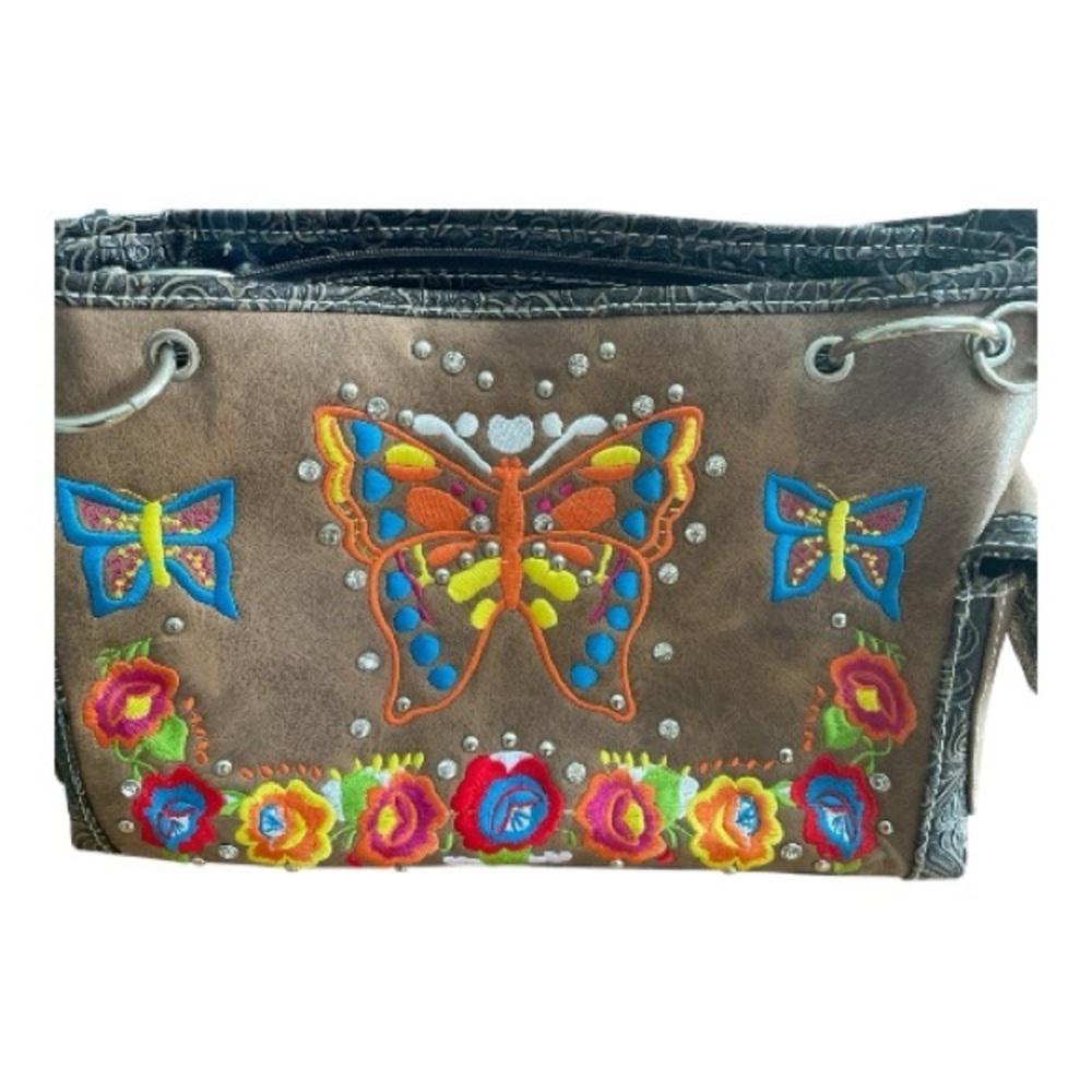 Colorful Butterfly & Floral Embroidered Handbag – Boho Chic Shoulder Bag - Picture 5 of 5